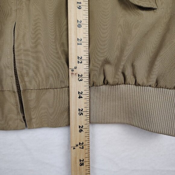 VTG IZOD Lacoste Jacket Mens X-Large Tan Beige Bomber with Logo - Picture 11 of 13